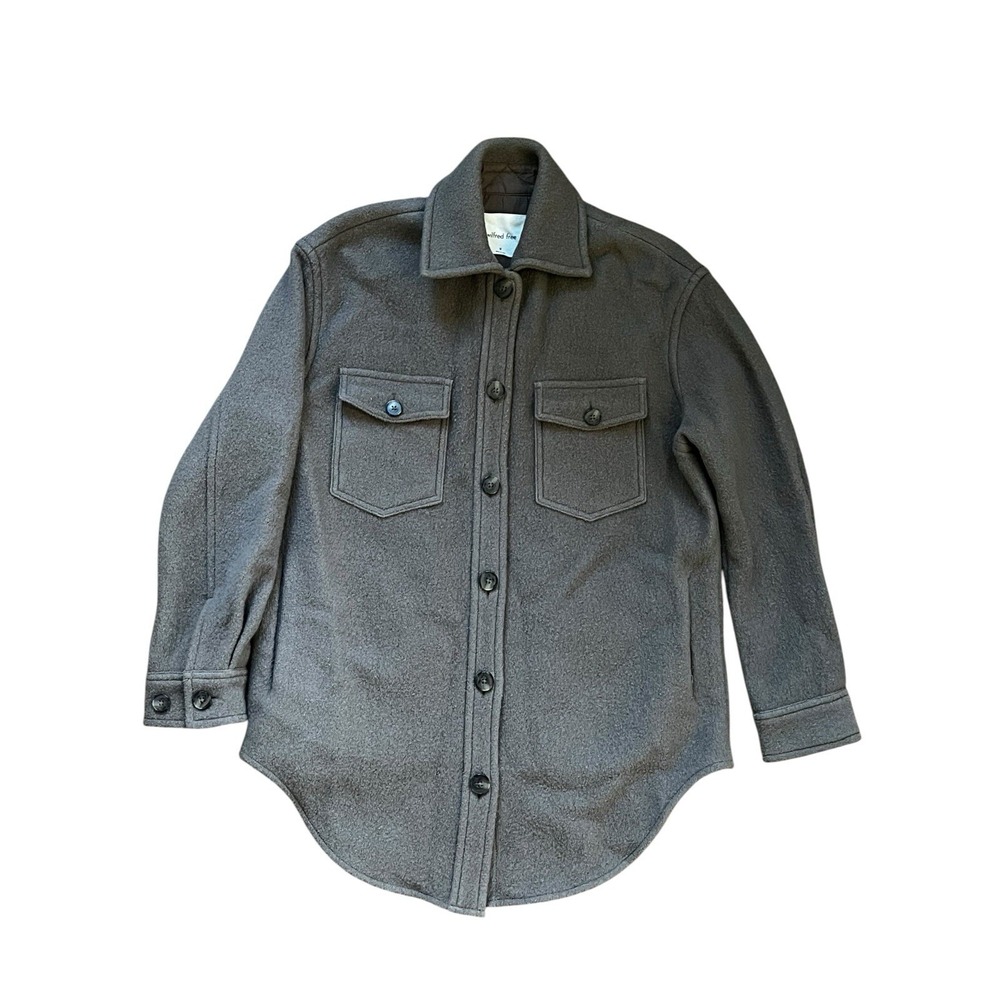 Wilfred Free Ganna Shirt Jacket Gray 100% Merino Wool Button Size Medium